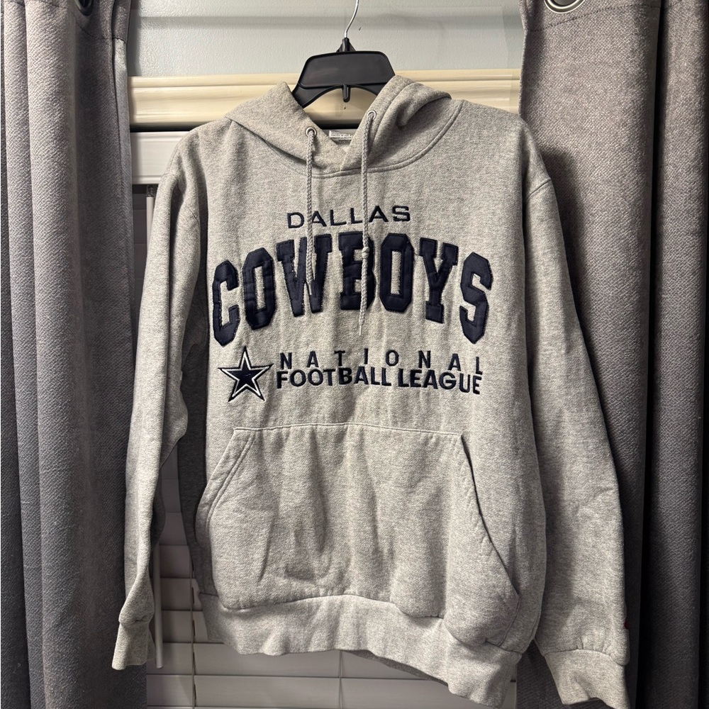 Vintage Dallas Cowboys NFL Hoodie Sweatshirt Gray Embroidered Logo Size Large